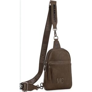 MilanChiva MC Brown Faux‎ Leather Crossbody Sling Bag Urban Streetwear Style